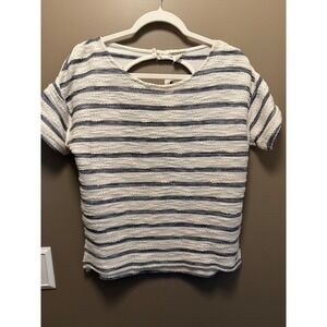 Roxy Adelaide Striped Knit Top White Blue Open Back Womens Medium NWT